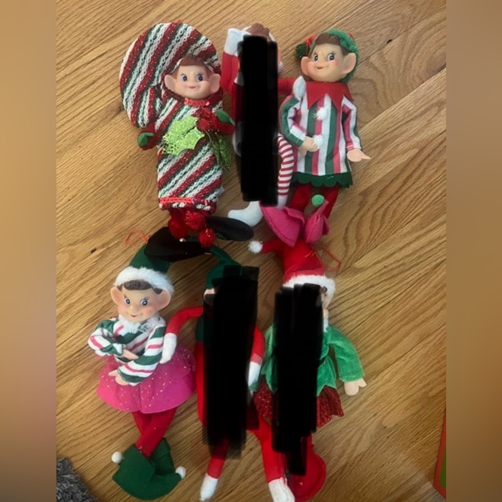 3 posable elves holiday Christmas vintage
